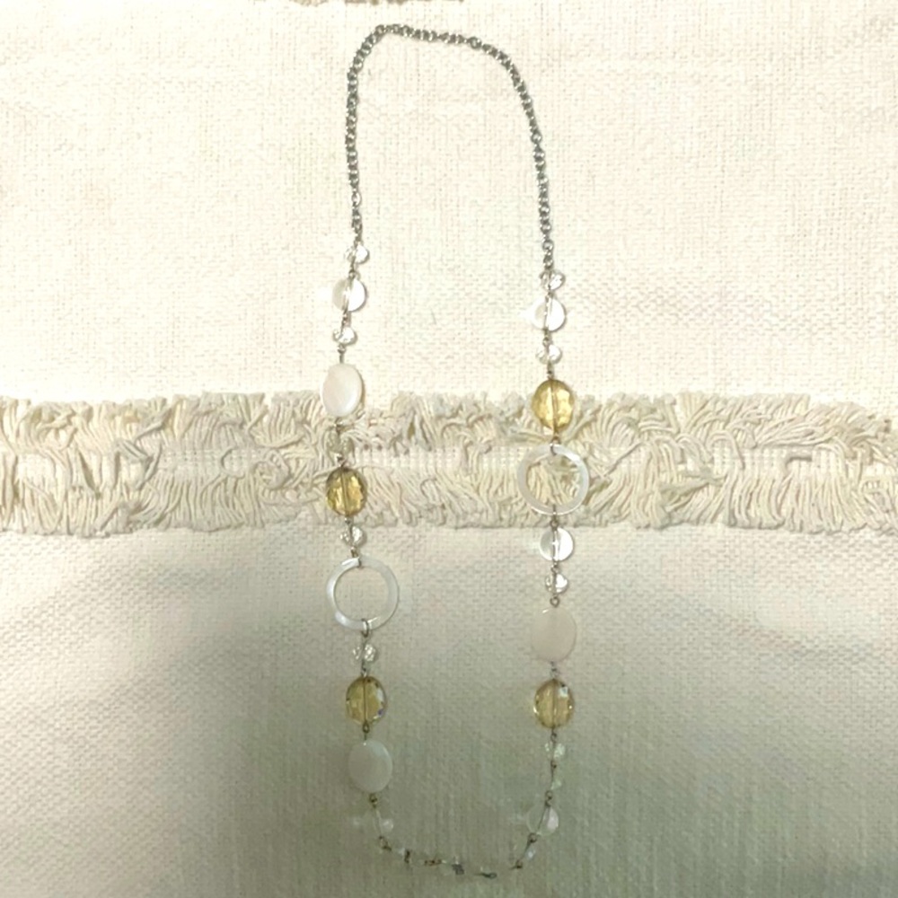 30” mother of pearl and crystal necklace
